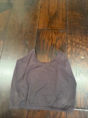 Women's Brown Spaghetti Strap Crop Tank